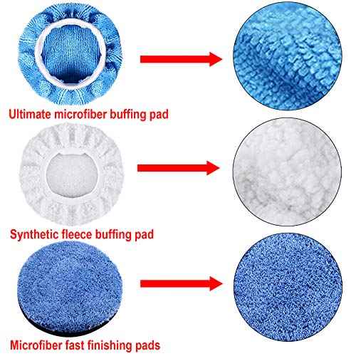 SIQUK 13 Pieces Buffing Pads 3 Inch Car Polishing Pad Kit Foam Polish Pads Wax Buffer Polisher Attachment for Drill