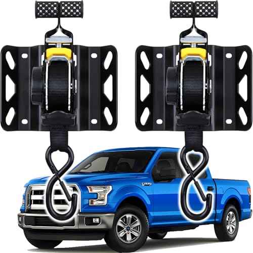 2PCS Retractable Ratchet Straps for 2015-2025 Ford F150 & Raptor, 10 Ft Super Duty Truck Self Retracting Tie Down Anchor Auto Ratchet Straps Replacement for F-150/F250/F350/F450/F550 Bed Accessories