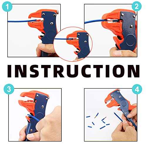 BOENFU Automatic Self Adjusting Wire Stripper, Quick Strip 2 in 1 Eagle Nose Wire Stripper, Red, 7 Inches