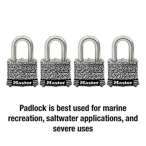 Master Lock 3SSQ Stainless Steel Outdoor Padlock with Key, 4 Pack Keyed-Alike