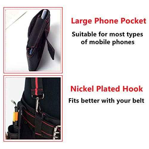 AISENIN Tool Belt Suspenders Construction Work Suspenders with Magnet Pocket, Large Moveable Phone Holder, Pencil Holder