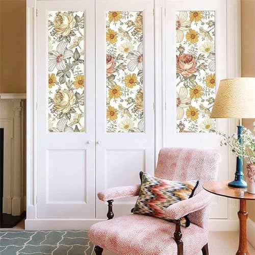 Blooming Wall Multicolor Peony Daisy Peel and Stick Wallpaper Removable Self Adhesive Wall Mural Wall Decor,