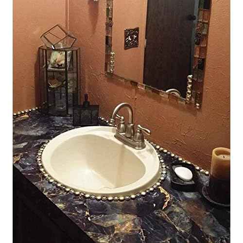 UPREDO Blue Stone Adhesive Marble Paper Granite Look Marble Effect Gloss Vinyl Peel and Stick Countertops Covering Sticker Sheet Roll 15.8inch by 79inch (15.8inch X 79inch, Blue Stone)