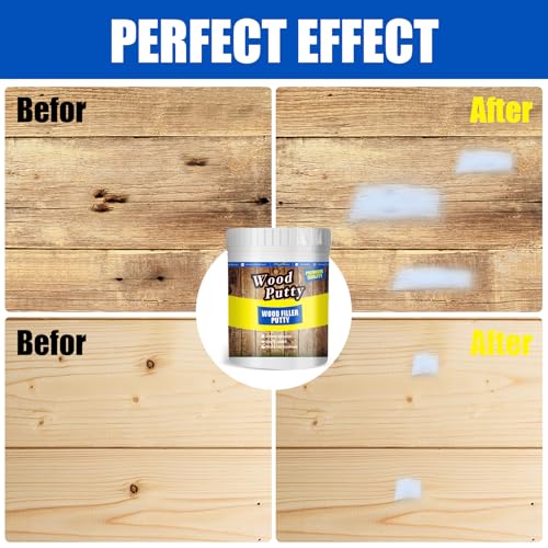 DEAPLLEONC White Wood Putty Filler - Paintable, Stainable. Repairs Holes, Cracks & Chips in Wood Furniture & Floors. 9.87 Ounce
