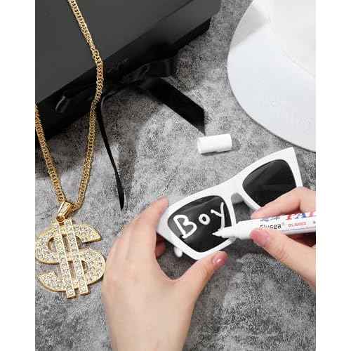 Yahenda 4 Pcs Halloween 80s 90s Hip Hop Costume Accessories Kit Rapper 2000s Sunglasses Hat Chain Outfit for Adults