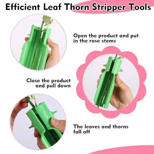 Rose Thorn Stripper Tool, Zhoujitong - 3-in-1 Professional Rose Dethorner, Florist Supplies, Florist-Grade Thorn Remover for Roses with Safety Guard for Bouquets and Pruning