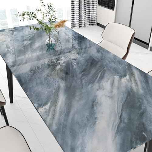 Peel and Stick Backsplash for Kitchen Marble Contact Paper for Cabinets Glossy Grey/Blue Wallpaper Peel and Stick Modern Self Adhesive Wall Paper for Kitchen Bathroom Countertops Waterproof