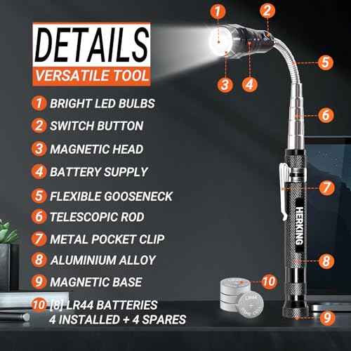 Valentines Day Gifts for Him Men Husband - Magnetic Pickup Tool and Extendable Mirror, Telescoping Magnet Flashlight, Mens Birthday Gifts for Dad from Daughter or Wife