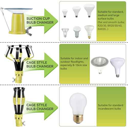 Dreyoo Light Bulb Changer Set with 3 to 12 ft Telescopic Extension Pole, Cage and Suction Cup Light Bulb Changer for High Ceilings and Recessed Lights, Ceiling Lightbulb Removal Tool, Yellow