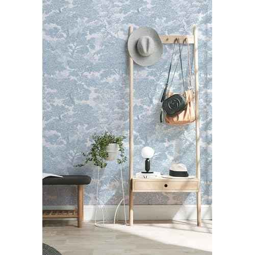 Safiyya Peel and Stick Wallpaper Blue Tree Contact Paper 78.7" x 17.3" Wall Paper Modern Forest Self Adhesive Removable Wallpaper for Bedroom Bathroom Vinyl Rolls
