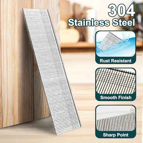 18 Gauge Brad Nails 304 Stainless Steel 18 GA Nail Gun Nails Assorted and Small Finishing Nails for Pneumatic, Electric Brad Nailer (Assorted Sizes)