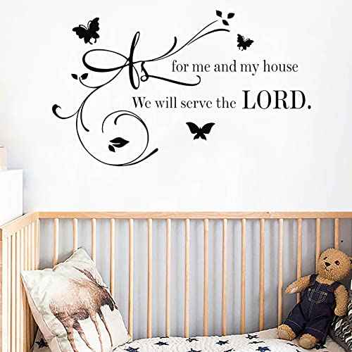 Wall Decals Quotes, As For Me And My house We Will Serve The Lord, Living Room Decor decorations, Bible Verse Inspirational Sayings, Family Inspirational Wall Stickers, Suitable for Entryway Baby