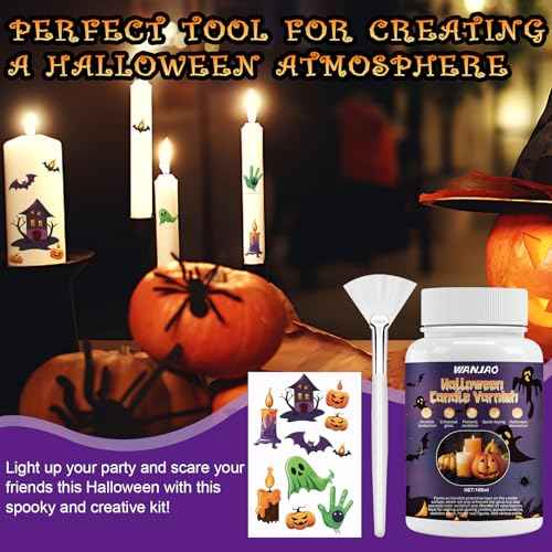 Candle Varnish, Gloss Varnish for Halloween Decorations Long Lasting Protection with Halloween Candle Sticker for Candles Pumpkin Lanterns Skeleton Props and Other Crafts, 100ML
