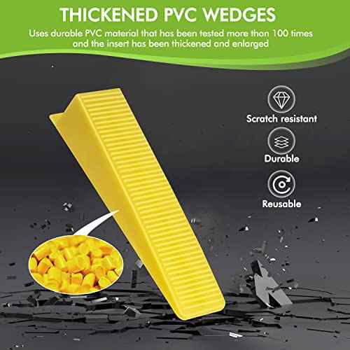 Tile Leveling System Wedges, 1000pcs Reusable Tile Leveler Wedges for 1/8",1/12",1/16", 1/32" Spacer and Tile Leveling System Clips, Tile Leveler Tools for Wall/Floor Tile & Stone Installation(Yellow)