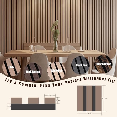 Mollywell Wood Panels for Wall, Time-Saving Installation, Versatile Wood Slat Wall Decor, Enhanced Acoustic & Sound Proof Fluted Design for Home & Office, Sample Pack, 4.2x3.9 Inch