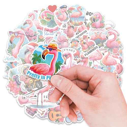 Flamingo Stickers 50 Pieces Vinyl Waterproof Decal for Laptop Water Bottle Phone Car Window Bike Motorcycle Stakeboard Scrapbook Flamingos Sticker Gifts for Kid Teen Adult