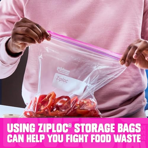 Ziploc Gallon Food Storage Bags, Stand-Up Bottom, Easy to Fill, 81 Count (Packaging May Vary)