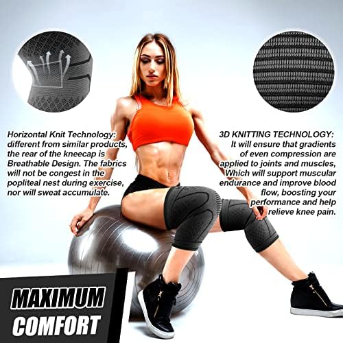 NEENCA Knee Braces for Knee Pain -2 Pack Knee Sleeves for Knee Pain Set, Knee Brace Compression Sleeves, Knee Support for Sports, Running, Meniscus Tear, ACL, PCL, Women & Men...