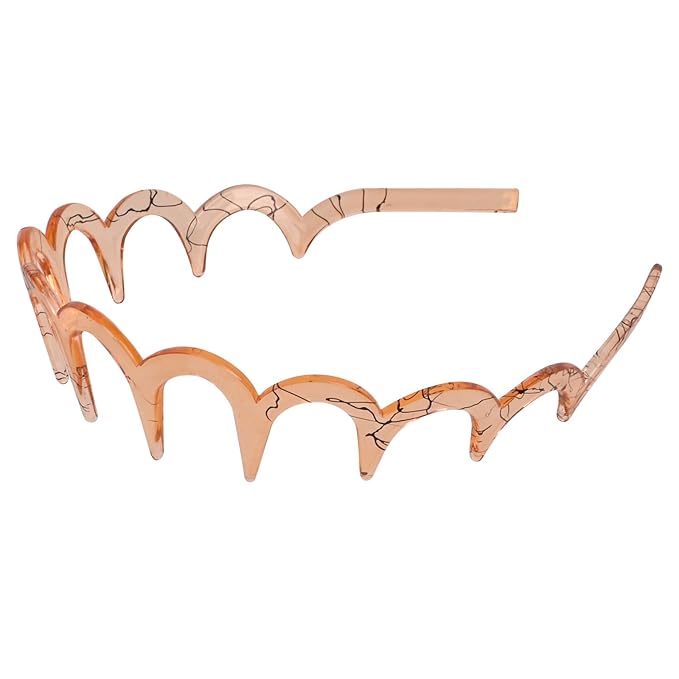 Zigzag Headbands for Women, 2-Pack U-Shaped Hair Comb Headbands, Non-Slip Slick-Back Hair Accessories, Snake Print Gray & Brown Recycled Plastic, Teeth Hairband for Everyday Styling & Workout