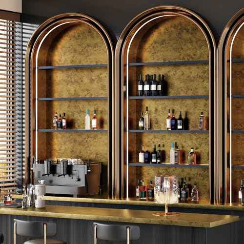 Antique Gothic Metallic Wallpaper Rusty Gold Brushed Stainless Steel Contact Paper for Countertops Removable Industrial Metal Wallpaper for Wine Cabinet Accent Wall Kitchen Countertop Liner