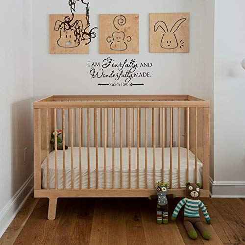 I AM Fearfully and Wonderfully Made Psalm 139:14 Vinyl Wall Decal Bible Scripture Inspirational Quotes Wall Art Religious D?cor