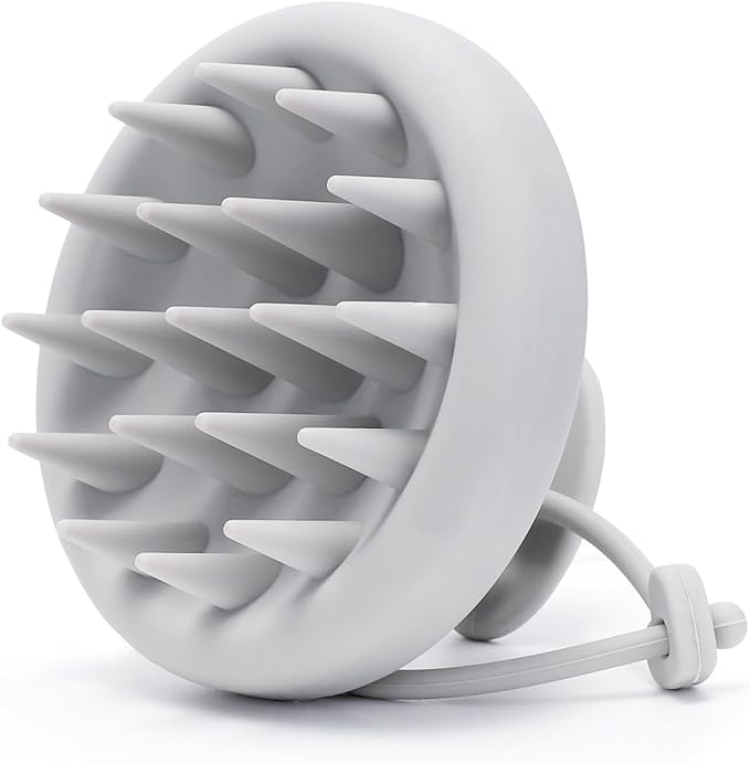 Scalp Massager Tool Shampoo Brush, Scalp Scrubber with Soft Silicone Bristles, Scalp Massager Hair Grouth, Dandruff Removal, Wet Dry Hair Scrubber Brush for All(Gray)