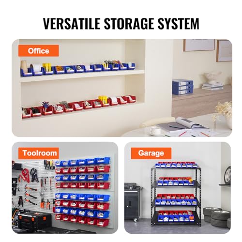 VEVOR Plastic Stackable Storage Bins 24 Pack (5 x 4 x 3-Inch), Hanging Stackable Storage Organizer Bins, Heavy Duty Stacking Containers for Closet, Garage, Office, or Small Parts Organization