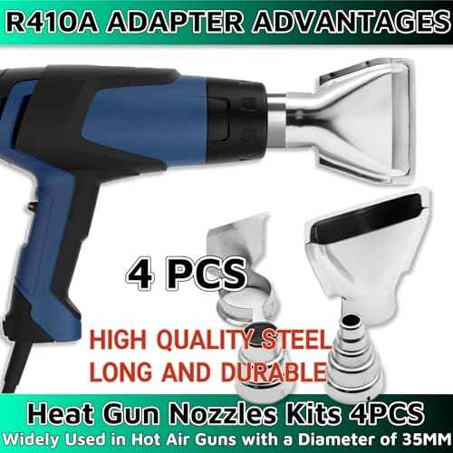 Heat Gun Nozzles Kit 4Pcs,35mm Bottom Soldering Gun Kit M18 Heat Gun Attachments Soldering Accessories Reflector Heat Resisting Stainless Steel for Hot Air Gun Soldering Station Nozzle Tool