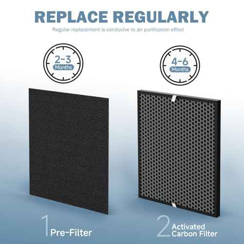 Premium Replacement Filter Compatible with AD3000 Air Purifi-er, Includes 2 Activated Carbon Filters + 4 Pre-filters