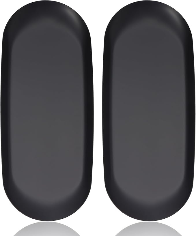 2PACK Black Decorative Tray,Oval Stainless Steel Trays, Decorative Tray for Jewelry Dish Cosmetics Organizer Bathroom Clutter Serving Platter (Black, 9 in)