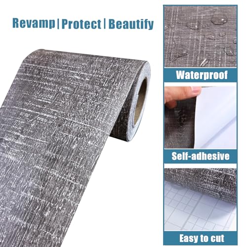 11 Yard Grey Wood Grain Wallpaper Bathroom Mirror Frame Sticker, Various Room Applications, Self-Adhesive Wall Sticker