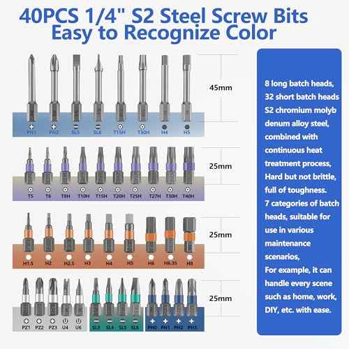 42 in 1 Magnetic Screwdriver Set, DIY Ratchet Screwdriver Set, Multi Bit Magnetic Drive,with Detachable Ratchet Handle and Storage Case, Portable Compact Repair Tool Kit for Furniture Computer Bicycle