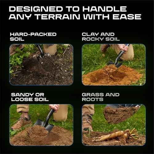 CKG Small Shovel Carbon 28 Inches Lightweight Camping Portable Shovel Ideal for Digging, Small Garden Shovel with D Handle Round Point Blade Camp Shovel