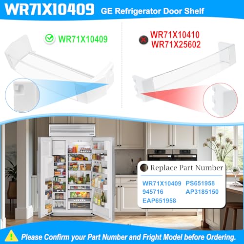 UPGRADED WR71X10409 Refrigerator Door Shelf Bin Compatible with GE Refrigerator Door Shelf PS651958 AP3185150 ZIS480 ZISB480 ZISS480 ZISW480 ZISP480 Series For GE Fridge Door Shelf Replacement