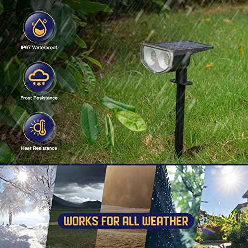 Kyosho Solar Spot Lights Outdoor, IP67 Waterproof Solar Lights for Yard, Garden and Walkways, 38 LEDs RGBW Multicolor Spotlight, 6 Pack