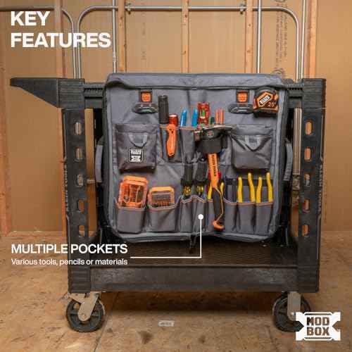 Klein Tools 54813MB MODBox Utility Cart Tool Apron, Tool Storage Organizer, Utility Cart Accessories, Zips Closed for Storage or Transport