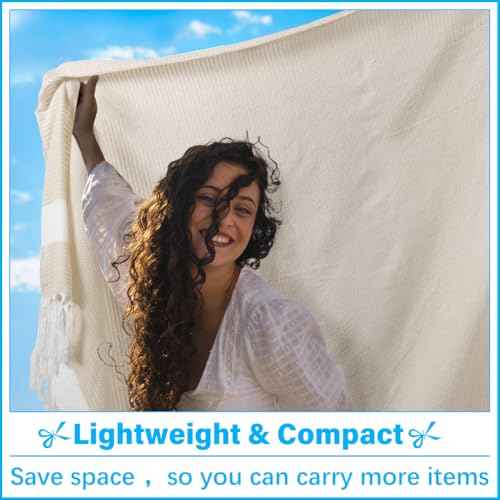 Oversized Turkish Beach Towel Blanket XXL Cotton Sandproof Towels Boho Woven Extra Large Big Sand Free Giant Throw Blankets Huge Quilt XL Picnic Camping Necessities Cloud For Adult Gifts Beige