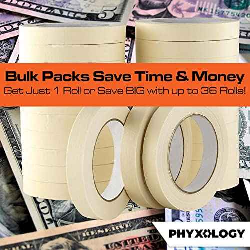 No-Residue 1 in, 60 Yd Masking Tape 1 Pk. Easy-Tear Pro-Grade Removable Painters Tape Great for Home Office or Commercial Contractor Use. Clean, Drip-Free Painting with Durable Wide Crepe Paper Rolls