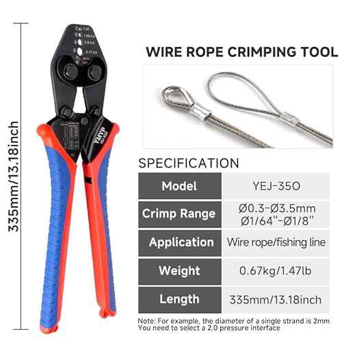 Wire Rope Crimping Tool with Ratchet, Ferrule Swaging Tool for Aluminum Sleeves, Loop Sleeves, Wire Rope Crimper for 1/64''-1/8''(0.3mm-3.5mm) Cables, Heavy-Duty Swaging Tool for Railing, Fishing