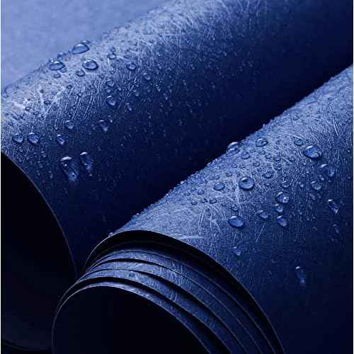 Safiyya Blue Silk Peel and Stick Wallpaper Textured Dark Blue Contact Paper Removable Wallpaper Silk Decorative Self Adhesive Wall Paper Vinyl Rolls 118"x 17.3"