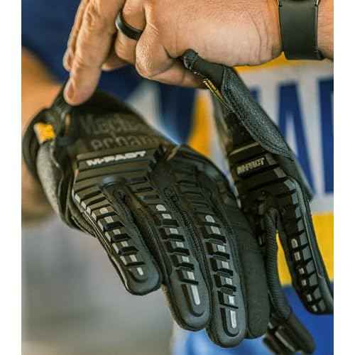 Mechanix Wear M-Pact Impact Resistant Work Gloves - Durable Safety Gloves for Men - Touchscreen Capable - Machine Washable - Breathable - Large - Black