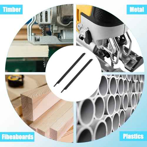 2PCS T1044DP Jigsaw Blades for Wood Contractor 10 in Jig Saw Blades Set 6 TPI Precision for Quick Cutting Wood, Hardwood, Plywood, Plastic, Metal, Black