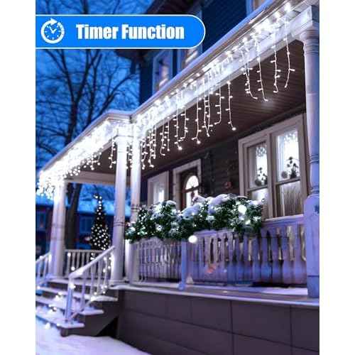 Minetom Icicle Lights for Outside, 100Ft 832 LED White Christmas Lights with 156 Drops,Outdoor Icicle Christmas Light with Remote and Timer for House Roof, Pure White