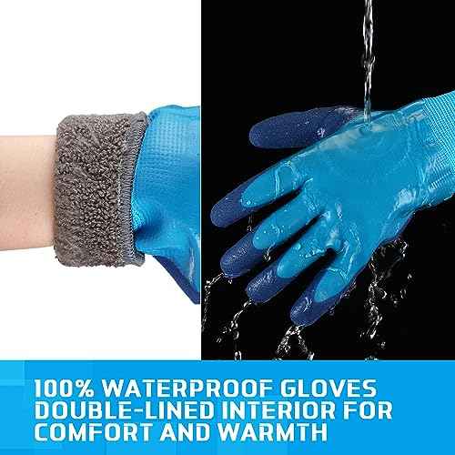 Handepo 6 Pairs Winter Work Gloves for Men and Women Waterproof Thermal Freezer Gloves for Work Below Zero Ice Fishing, Blue (Medium)
