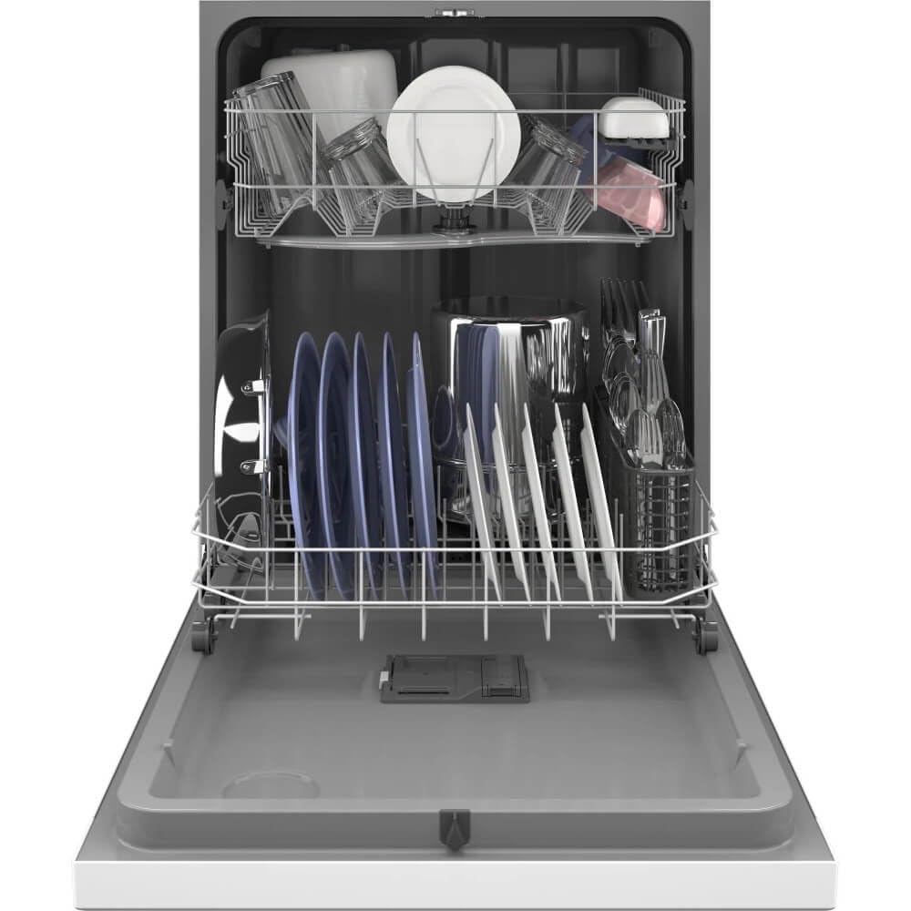 GE GDF535PGRWW 55 dBA White Front Control Dishwasher
