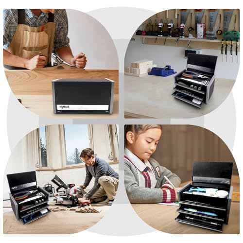 Black Mini Metal Tool Box with 3 Drawers and Top Storage, Portable Tools Storage and Organizers, Home DIY (black, 3 drawer)