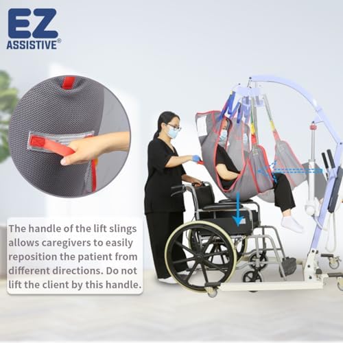 500lbs Mesh Full Body Sling for Lift - Patient Transfer Sling with Wide Pads for Elderly & Disabled,Compatible and Multi-Scene Transfer