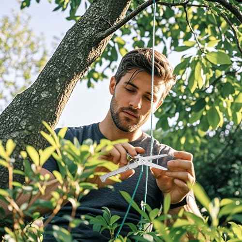 Compact 2-in-1 Foldable Scissors with Measuring Ruler - Stainless Steel, Lightweight, Portable for EDC, Camping, Survival, and Outdoors (Silver)
