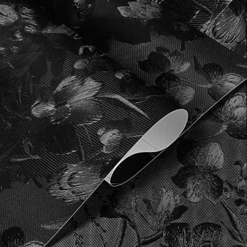 Black Peel and Stick Wallpaper 15.74" x 118.11" Embossed butterfly Vintage Textured Wall Paper Retro Solid Black butterfly Contact Paper Self Adhesive Wallpaper for Countertop Cabinets Bedroom