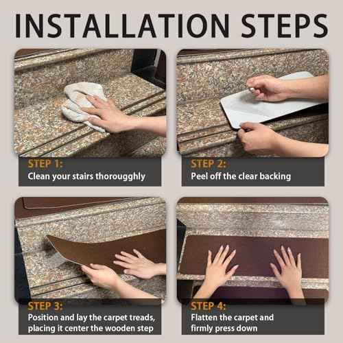 Nonslip Stair Treads Wooden Steps, 15 PCS 30" x 8" Safety Rug Slip Resistant Runner with Reusable Adhesive, Carpet Landing Mat for Family Elders Pets Soft Stair Mats Indoor (Black)